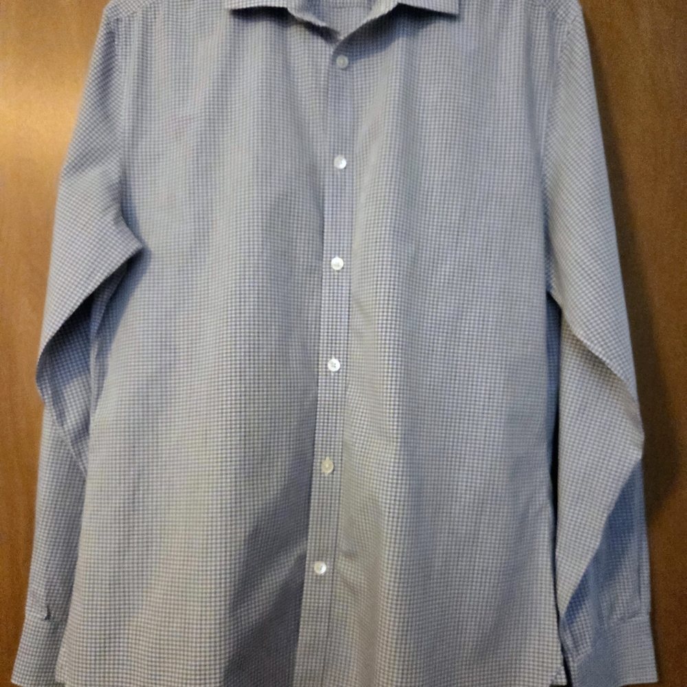 John Varvatos Light Blue and White Gingham Dress Shirt